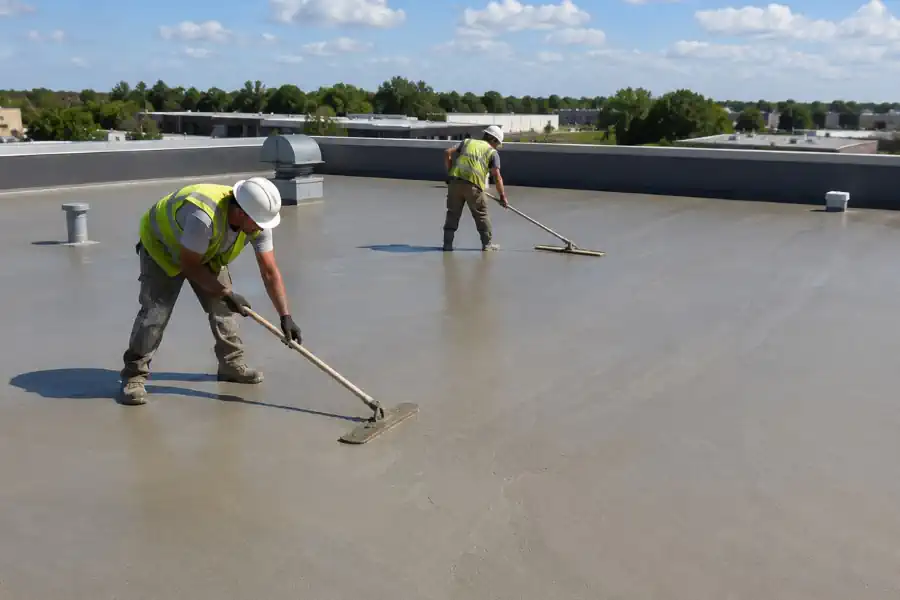 Lightweight concrete roof installation Lightweight concrete roof install on multi-family building